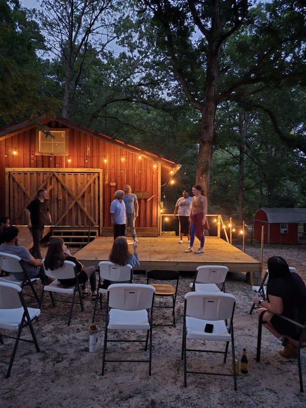 Improv on the outdoor stage in the evening